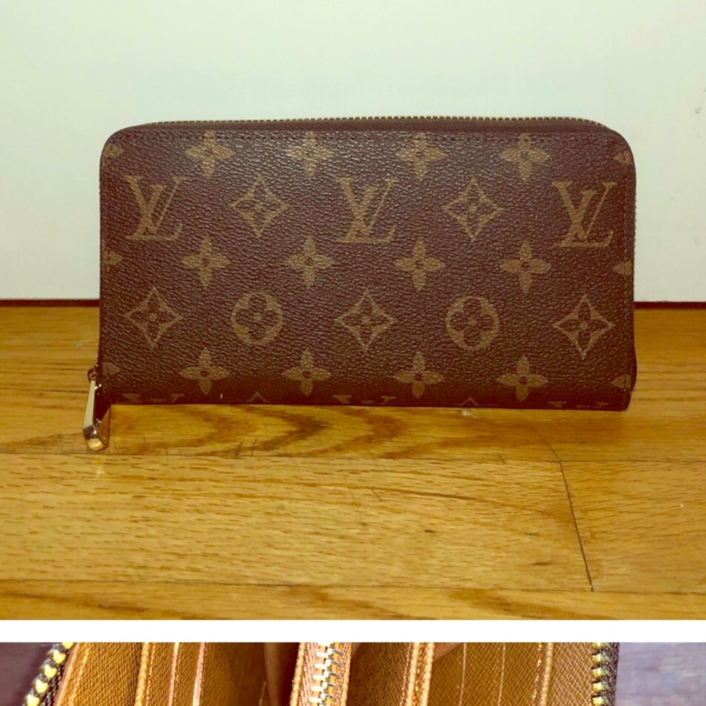 LV M-L monogrammed wallet pink accent$525 reg $900